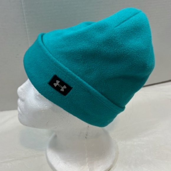 Under Armour Winter Running Coldgear Beanie Hat Green/Blue OSFA - Picture 2 of 10